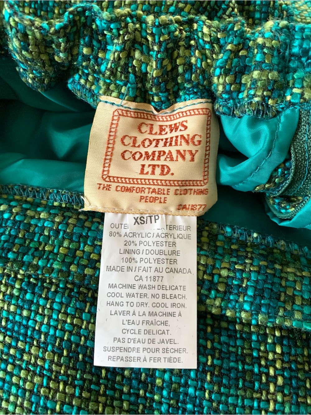 Vintage Victorian-inspired 50's-inspo Edwardian-inspo Turquoise Tweed Skirt - Picture 9 of 16